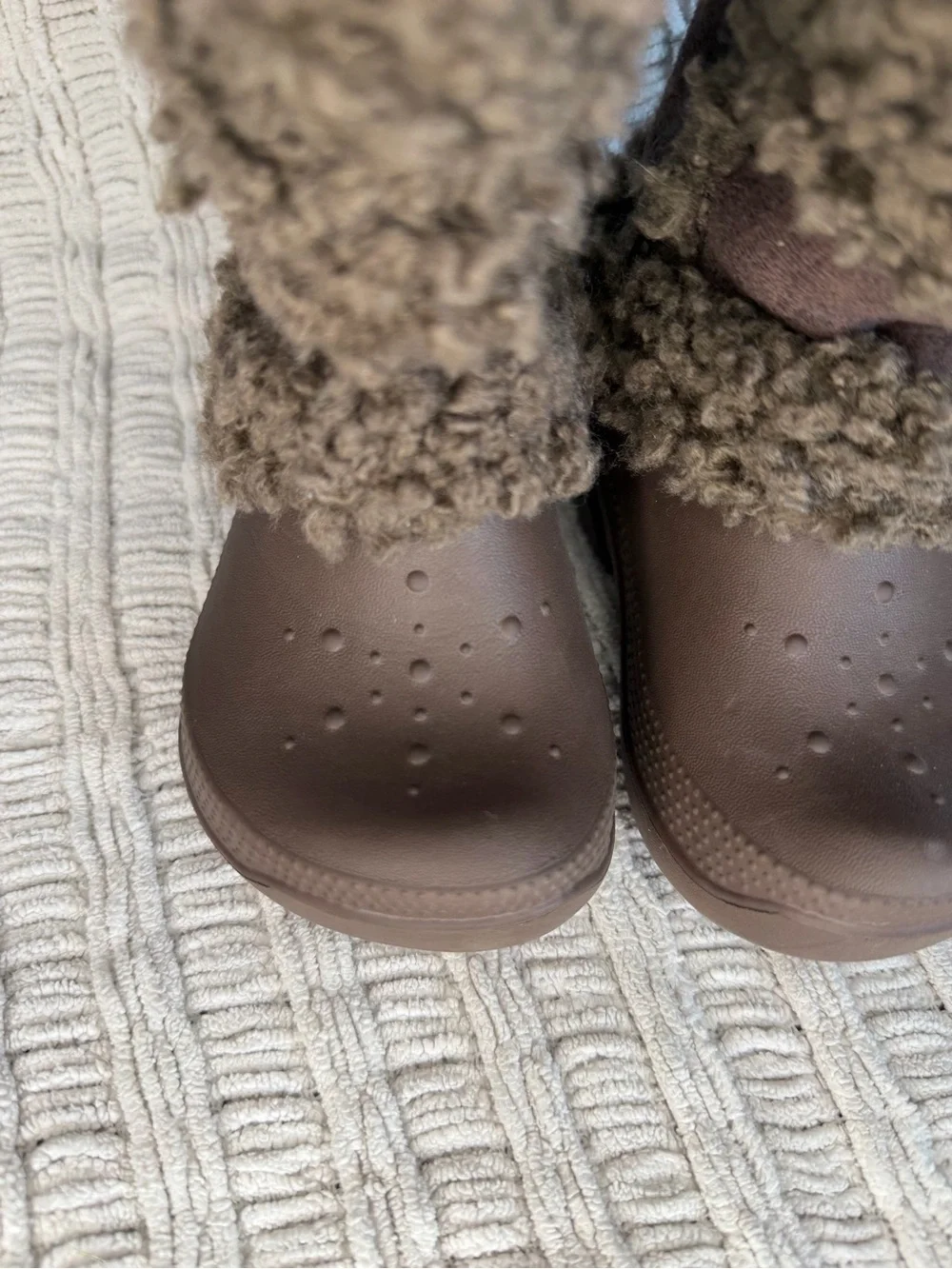 CROCS Kids Brown Fuzzy Cuff Winter Boots